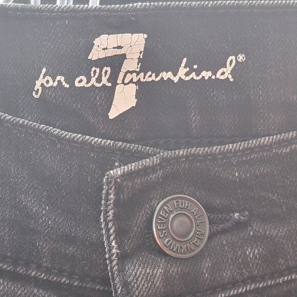 7 For All Mankind Standard Black Cotton Blend Jeans Front & Back Pockets Size S - Picture 3 of 11